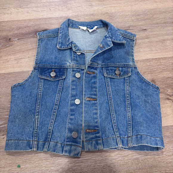 New Legends Jackets & Blazers - New Legends Vintage Denim Vest Medium Blue Cotton Trucker Sleeveless Jacket